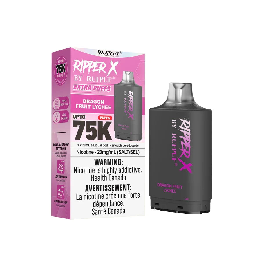 Dragon Fruit Lychee- Ripper X 75k Disposable Pod- (Without Battery)