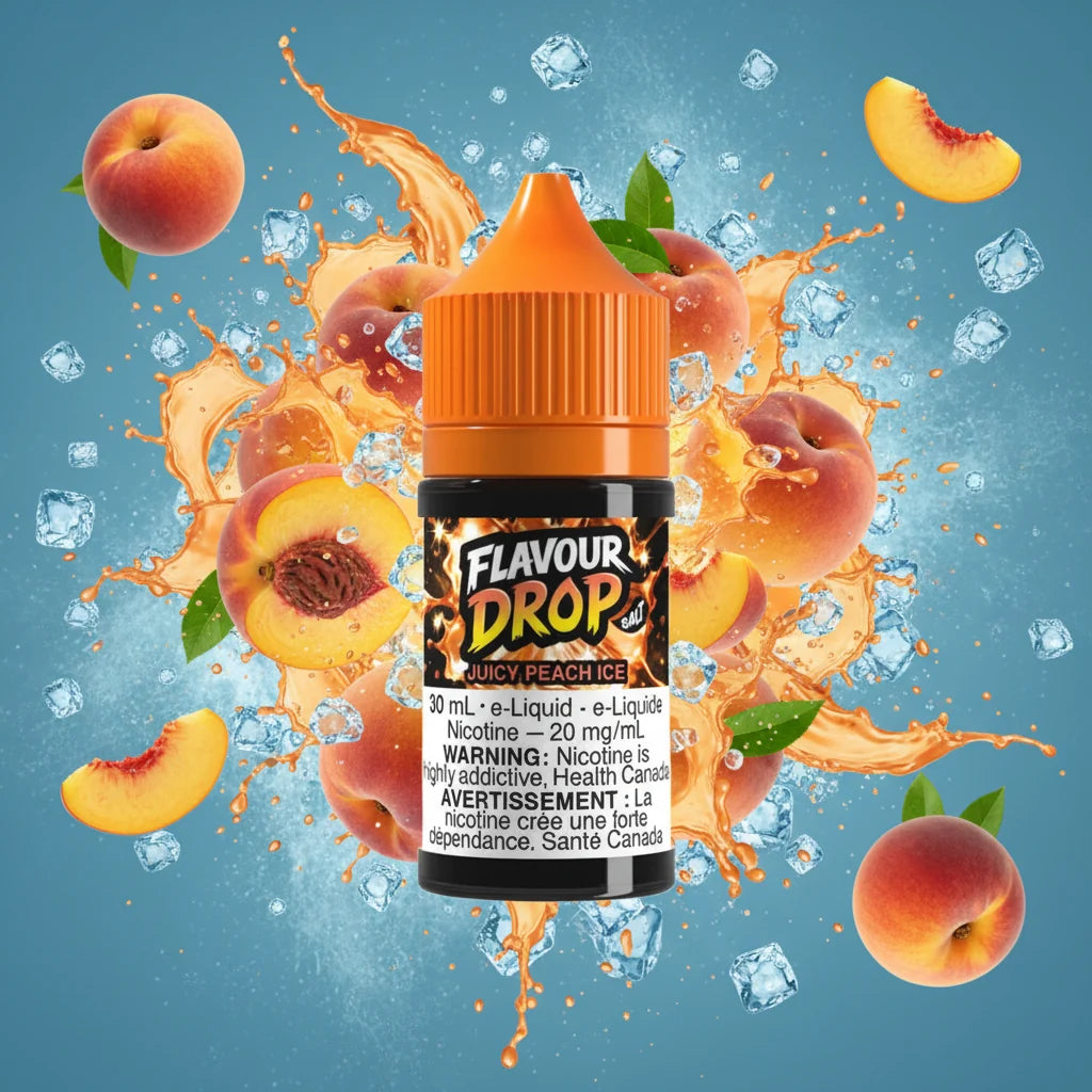 Juicy Peach ICE By Flavour Drop E-Liquid (30ML SALT) 20 mg Nicotine
