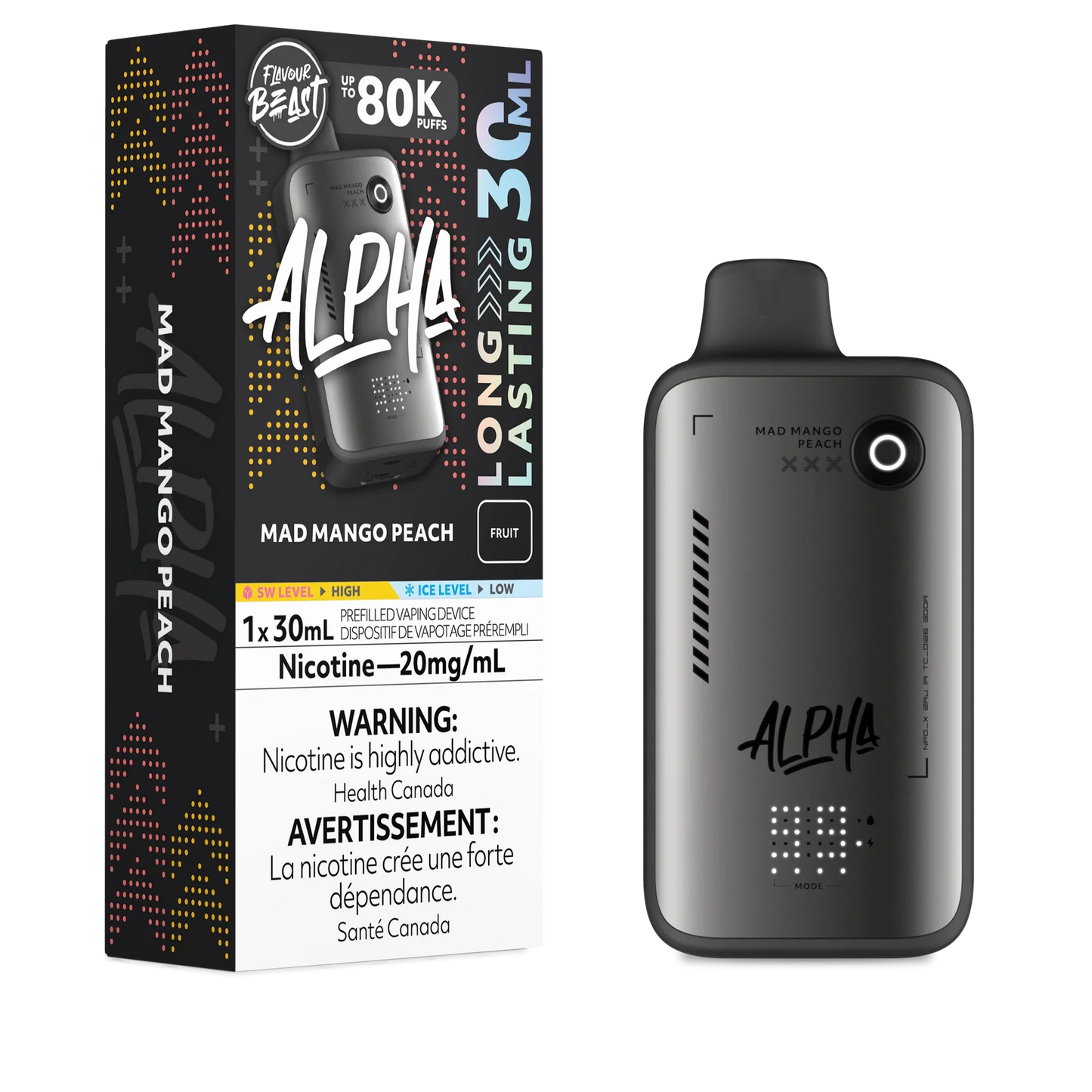 Mad Mango Peach - Flavour Beast Alpha 80K Disposable Vape ( 30 ML )