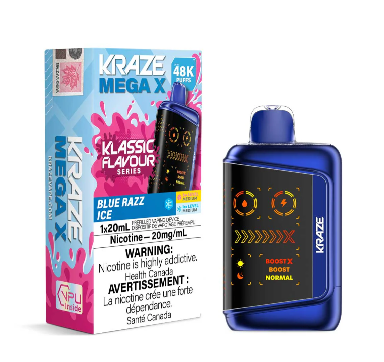 Blue Razz Ice - Kraze Mega X 48K Disposable Vape (20mL)