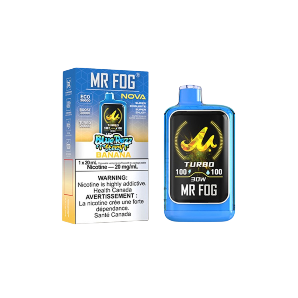 Blue Razz Steezy Banana- Mr Fog Nova 36K Disposable Vape ( 20mg )