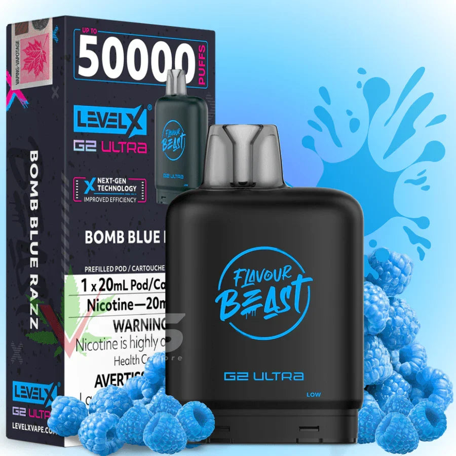 Bomb Blue Razz - Level X Boost G2 50000 Puffs Pod- 20MG (without battery)