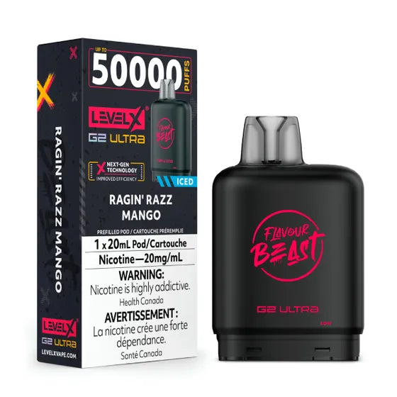 Ragin' Razz Mango - Level X Flavour Beast Chuggin' G2 Ultra - 50k Puffs (Without Battery)