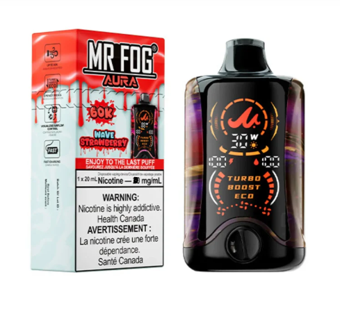 Wave Strawberry - Mr Fog Aura 60k Disposable - 0 mg nic ( Zero Nic - Nicotine Free Vape )