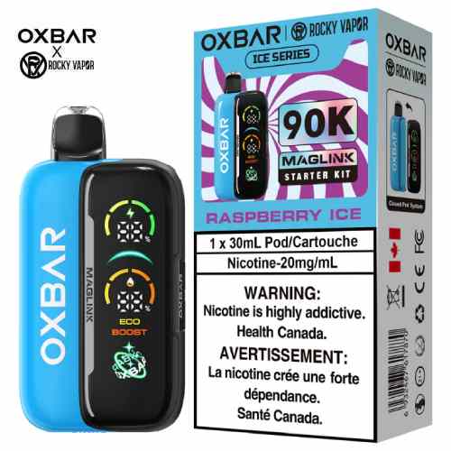 Raspberry Ice - Rocky Vapor Oxbar Maglink - Essential Series - 90k {Starter Kit} / 20 mg