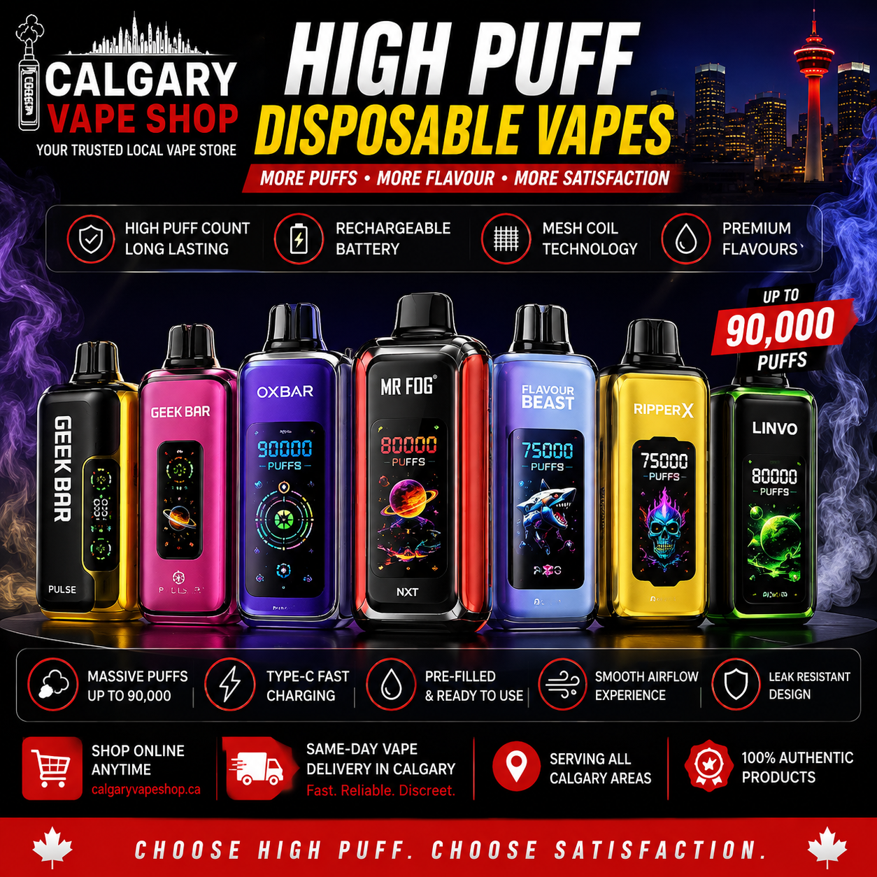 Top Disposable Vapes in Calgary | Same Day Vape Delivery