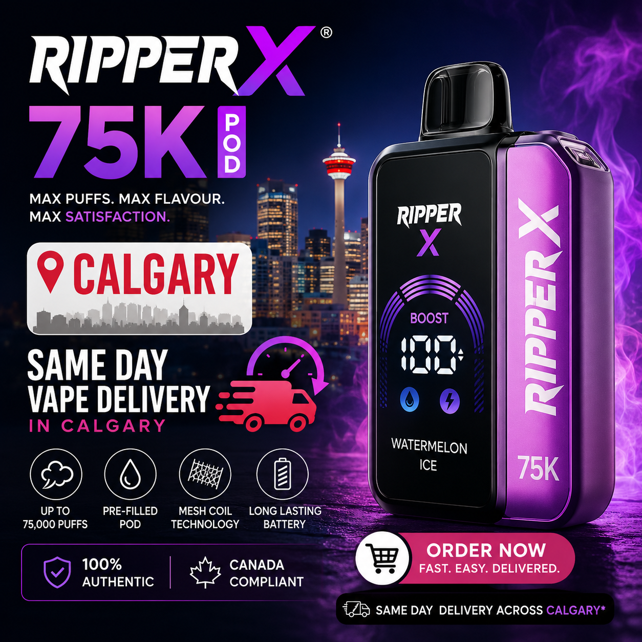 Ripper X 75K Pod Calgary | Same Day Vape Delivery