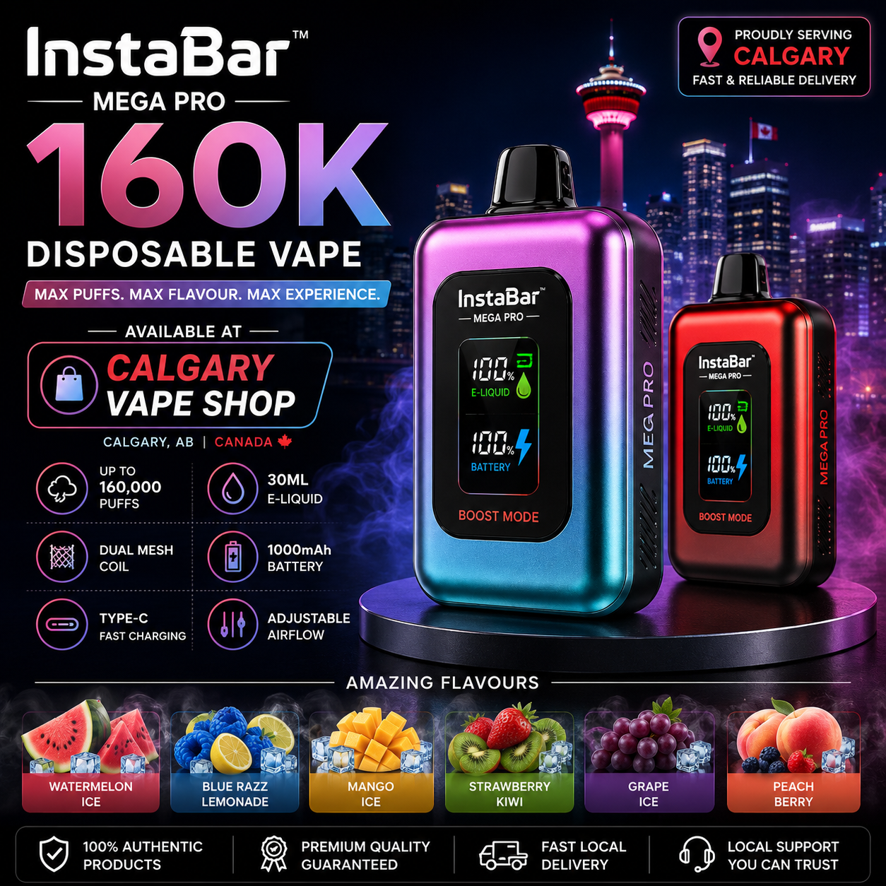 InstaBar Mega Pro 160K Disposable Vape