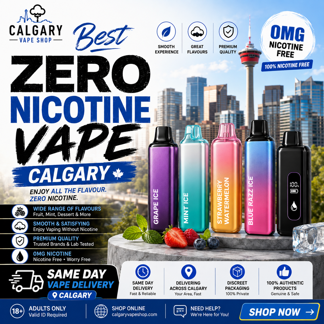 Best Zero Nicotine Vape Calgary | Same Day Vape Delivery