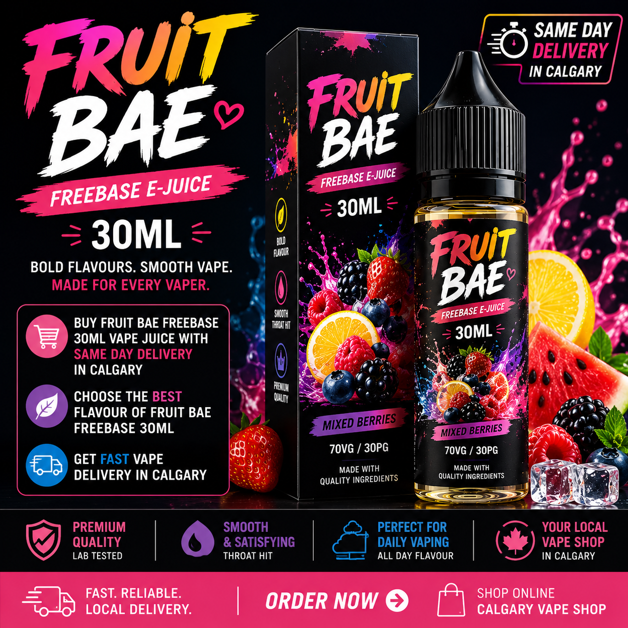 Fruitbae 30 ml Freebase e liquid calgary 