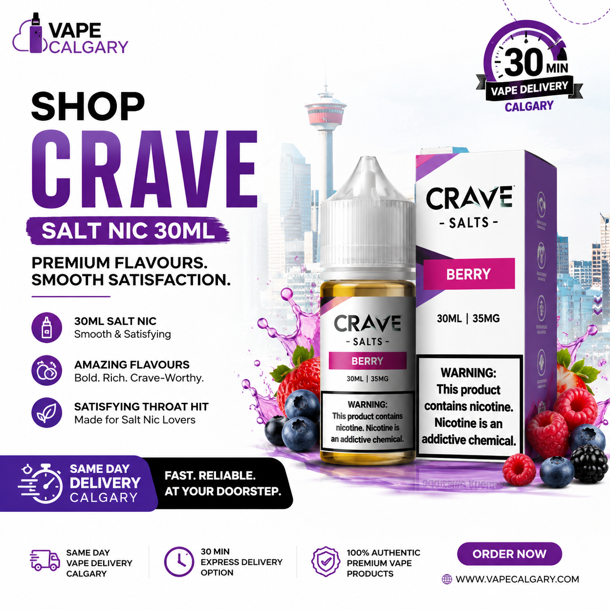Shop Crave Salt Nic 30ml |Same Day Vape Juice Delivery Calgary
