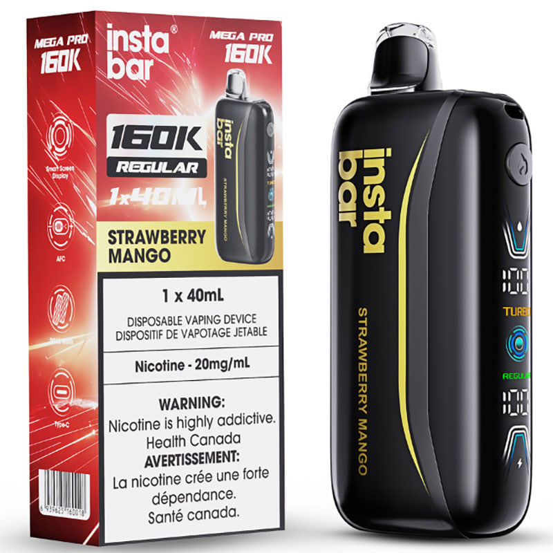 Insta Bar Mega Pro 160K Disposable Vape: Strawberry Mango (40mL)