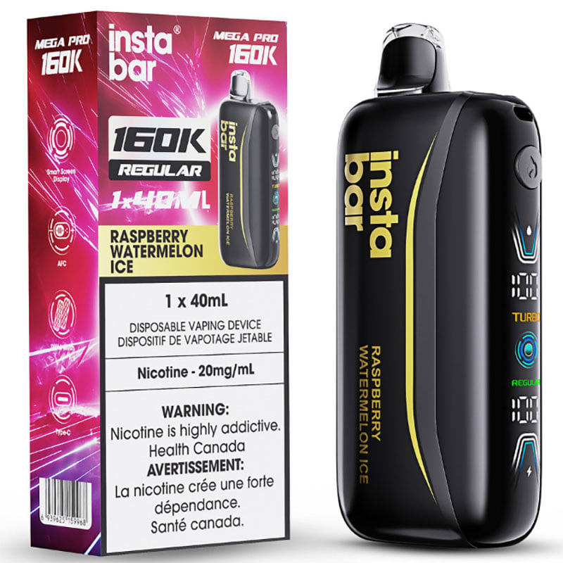 Insta Bar Mega Pro 160K Disposable Vape: Raspberry Watermelon Ice (40mL)