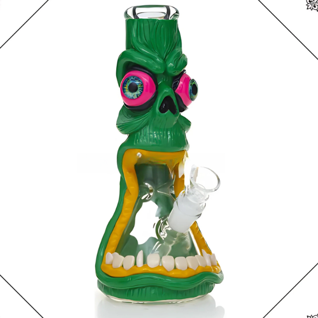 10 Inches 7mm Thickness | 3D Hand Painting Glass Smoking Pipe Monster bong [Model hd255]