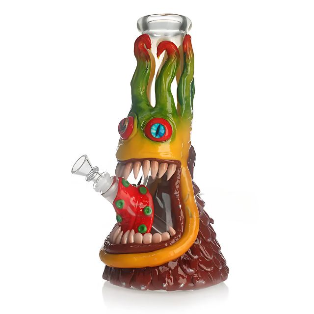 Glow in DARK Bongs | 12 Inches Height , 7 mm Thick | 3D Hand Painting Bong [ Model HD357 ]