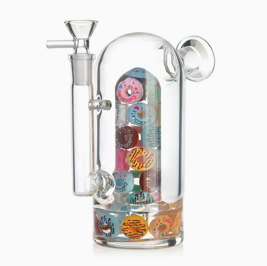 Bubbler Smoking Glass Water Pipe with Doughnuts Inside [Model WP305]