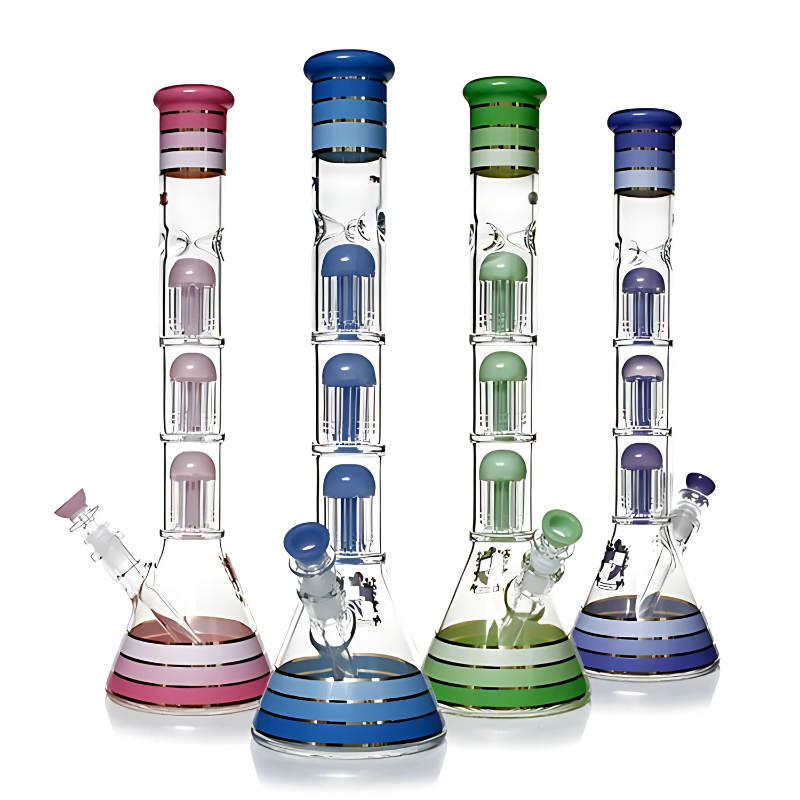 18 Inches Percolator Bong with Triple 8 Arms Percs - Blue (PHX-612)