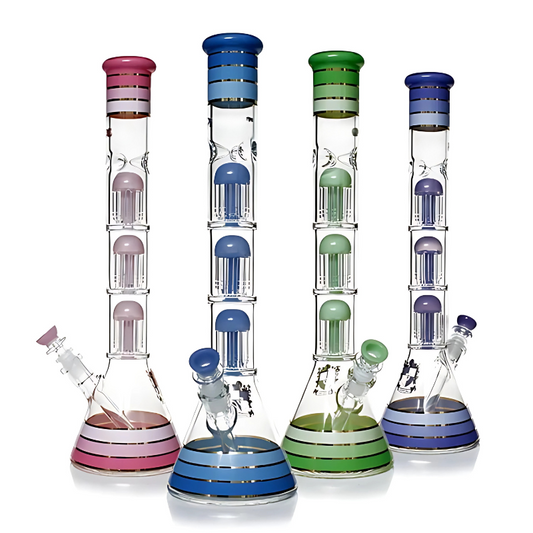 18 Inches Percolator Bong with Triple 8 Arms Percs - Blue (PHX-612)