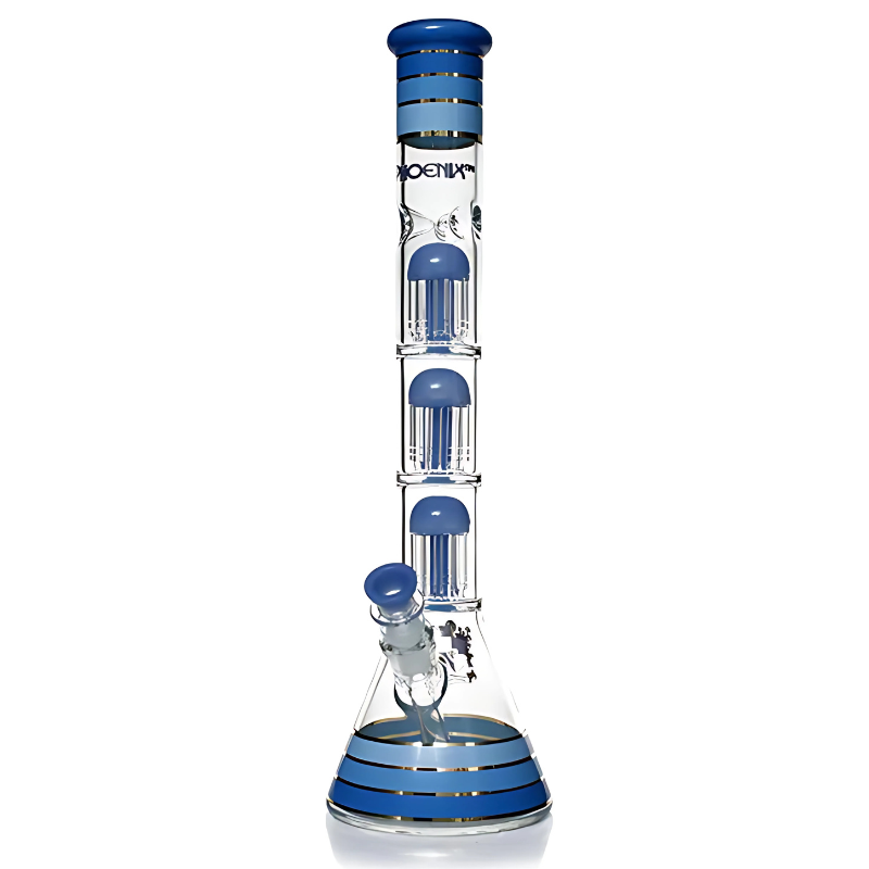 18 Inches Percolator Bong with Triple 8 Arms Percs - Blue (PHX-612)