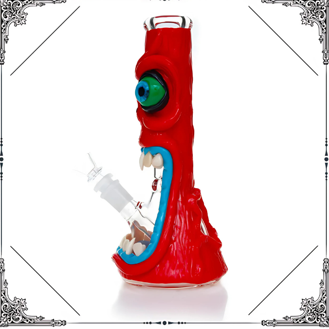 10 Inches 7mm Thickness | 3D Hand Painting Glass Smoking Pipe Monster bong [Model hd255]