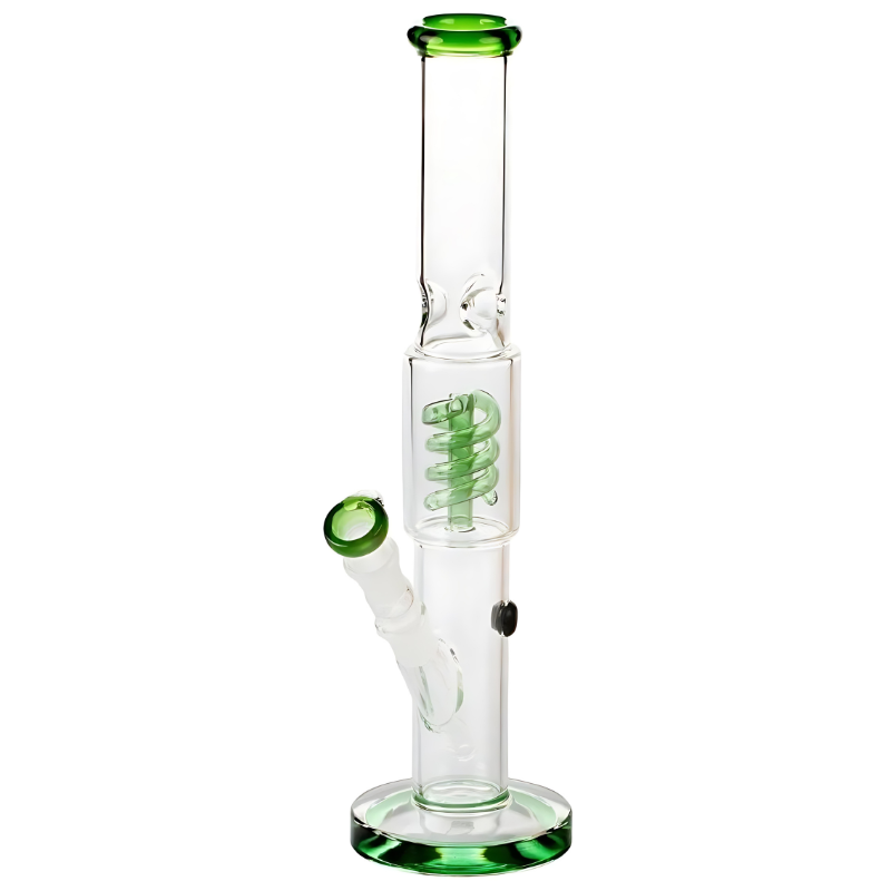 15 inch Straight Tube Glass Bong with Spiral Percolator / Coil Perc [Grace 7]