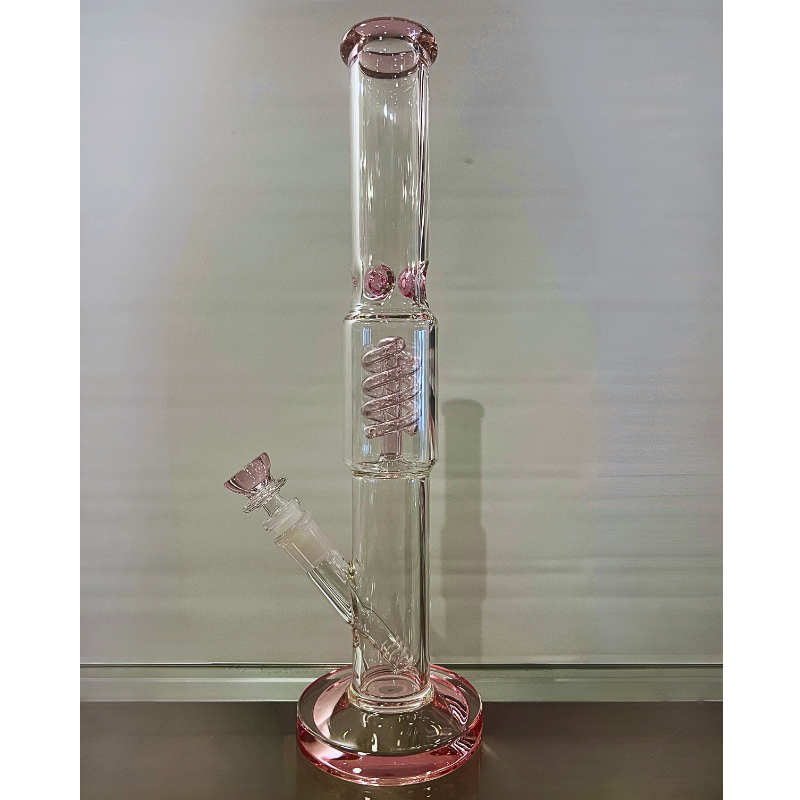 15 inch Straight Tube Glass Bong with Spiral Percolator / Coil Perc [Grace 7]