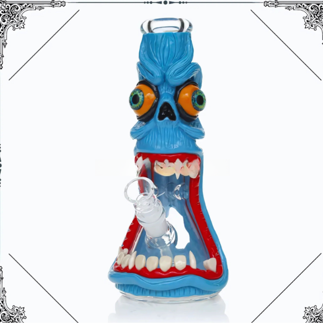 10 Inches 7mm Thickness | 3D Hand Painting Glass Smoking Pipe Monster bong [Model hd255]