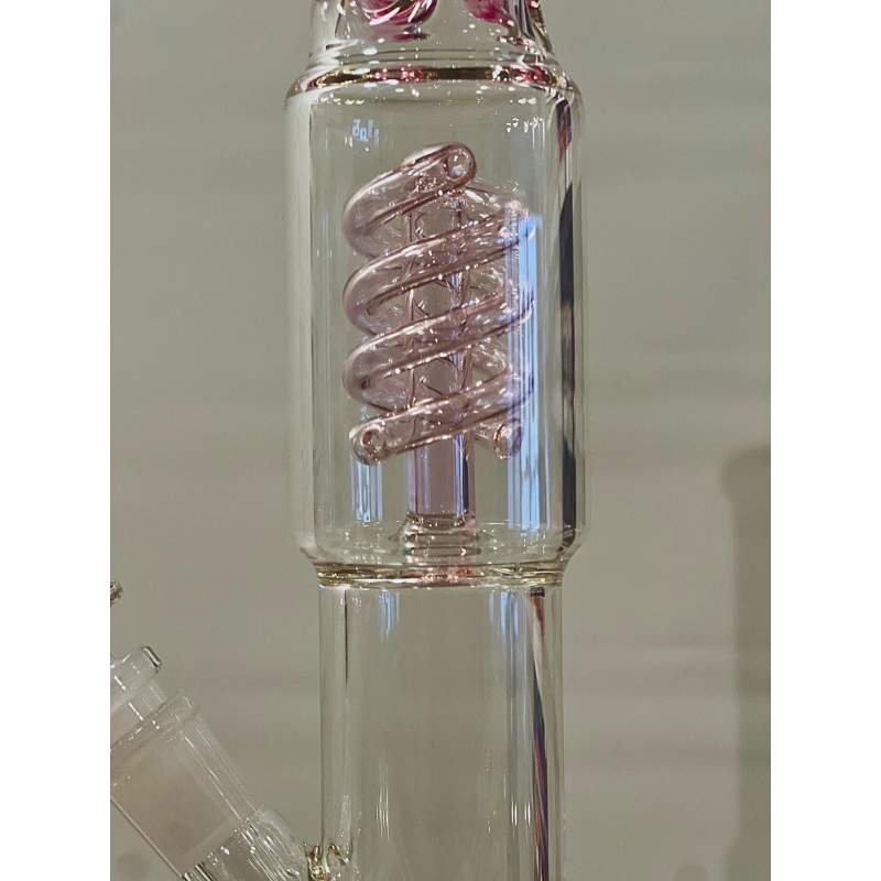 15 inch Straight Tube Glass Bong with Spiral Percolator / Coil Perc [Grace 7]