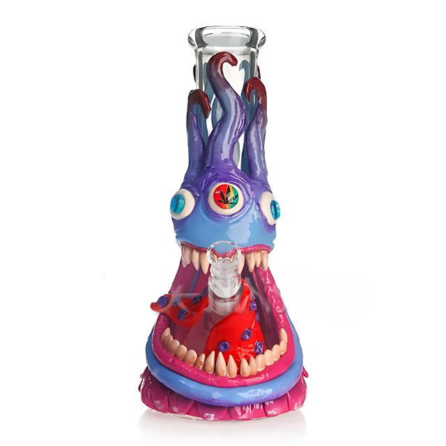 Glow in DARK Bongs | 12 Inches Height , 7 mm Thick | 3D Hand Painting Bong [ Model HD357 ]