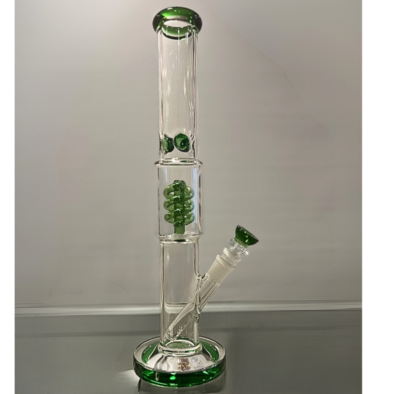 15 inch Straight Tube Glass Bong with Spiral Percolator / Coil Perc [Grace 7]