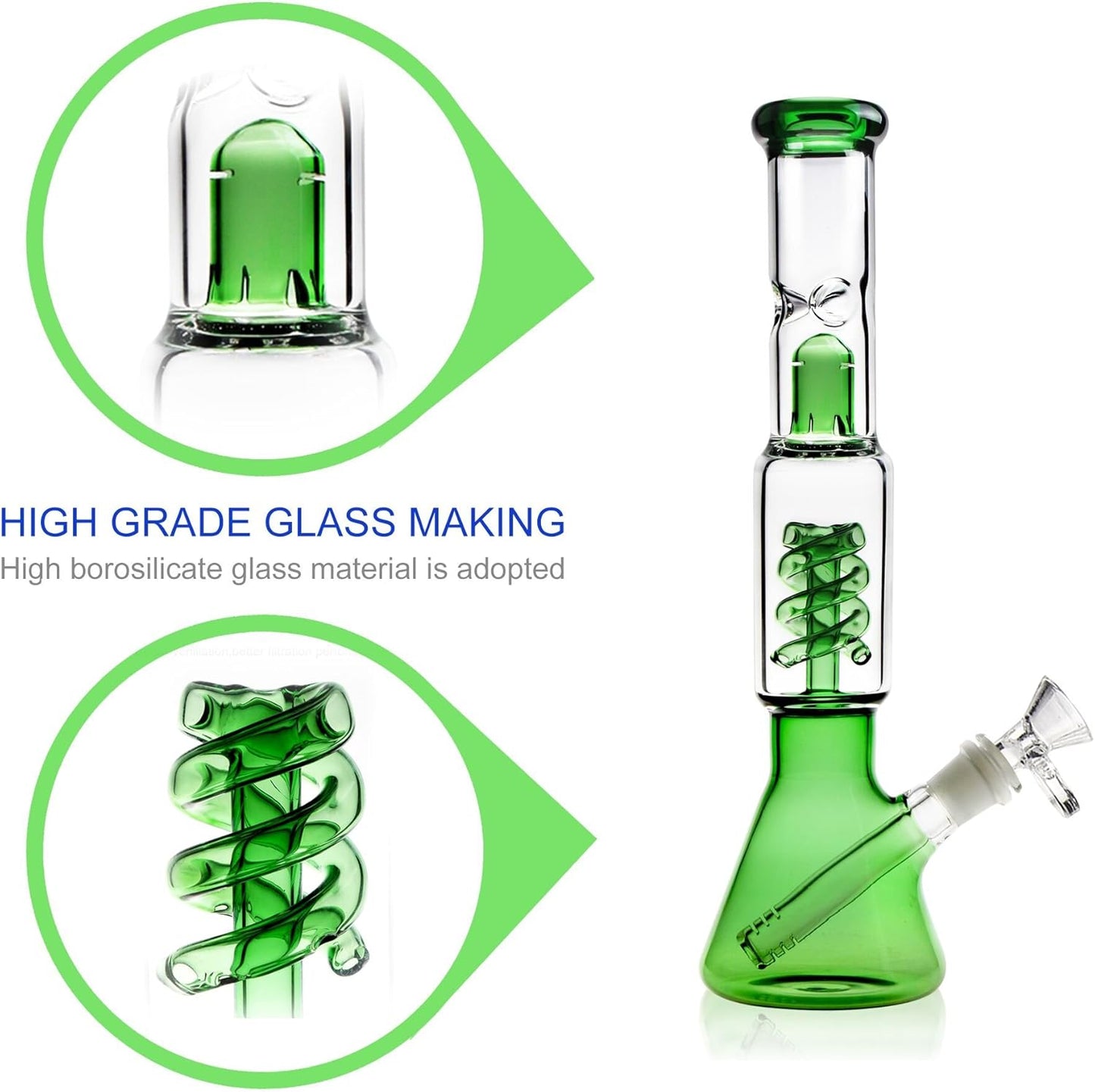 14 inch Spiral Percolator Bong | Thick Glass | 4 color [Grace 4]