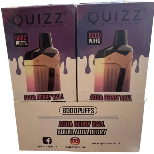 Quizz 8000 Puffs – Vape jetable Aqua berry ball