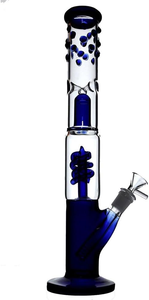 16" High Glass Bong fashion designed coil Percolator water pipe with splash guard On Glass 14mm Downstem [Grace 11]