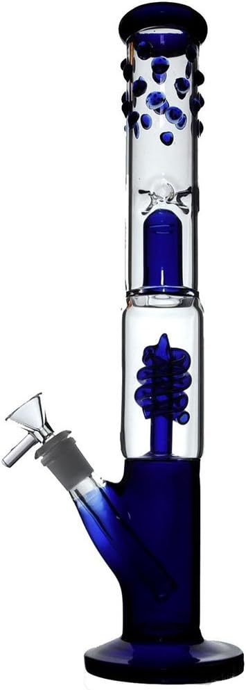 16" High Glass Bong fashion designed coil Percolator water pipe with splash guard On Glass 14mm Downstem [Grace 11]