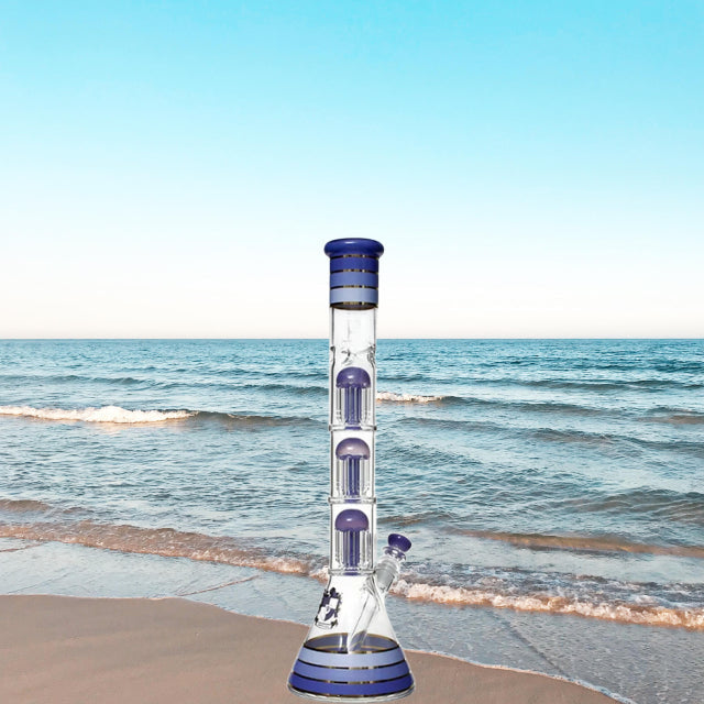 18 Inches Percolator Bong with Triple 8 Arms Percs - Blue (PHX-612)