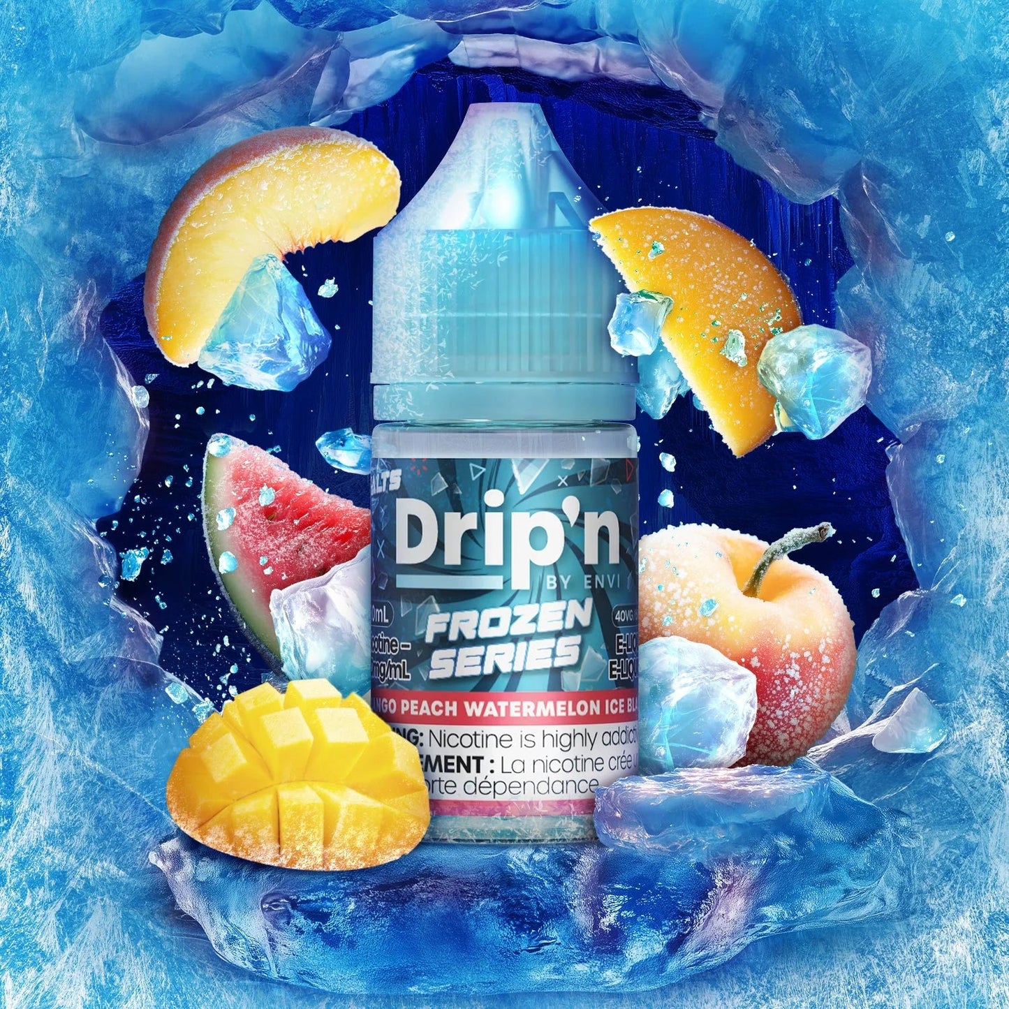Drip'n Frozen Salts by Envi | Mango Peach Watermelon Ice Blast (30mL) / 20 MG