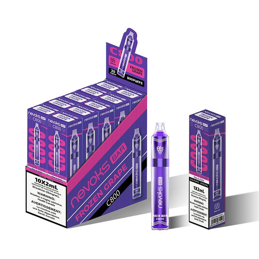 Vape jetable NEVOKS 800 Puffs – Raisin congelé (20 mg/ml)