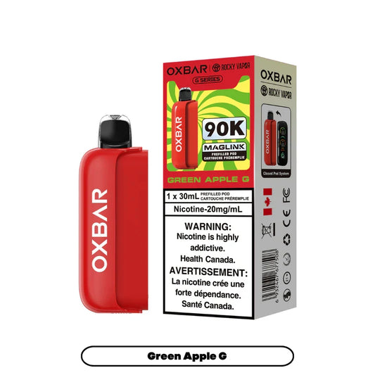 Green Apple G  - Rocky Vapor Oxbar Maglink- 90k {Prefilled Pods} (Without Battery)