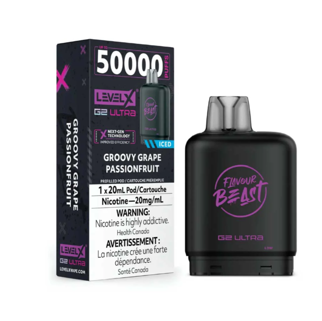 Groovy Grape Passionfruit Iced - Flavour Beast Level X G2 Ultra 50k POD ( 20ML )