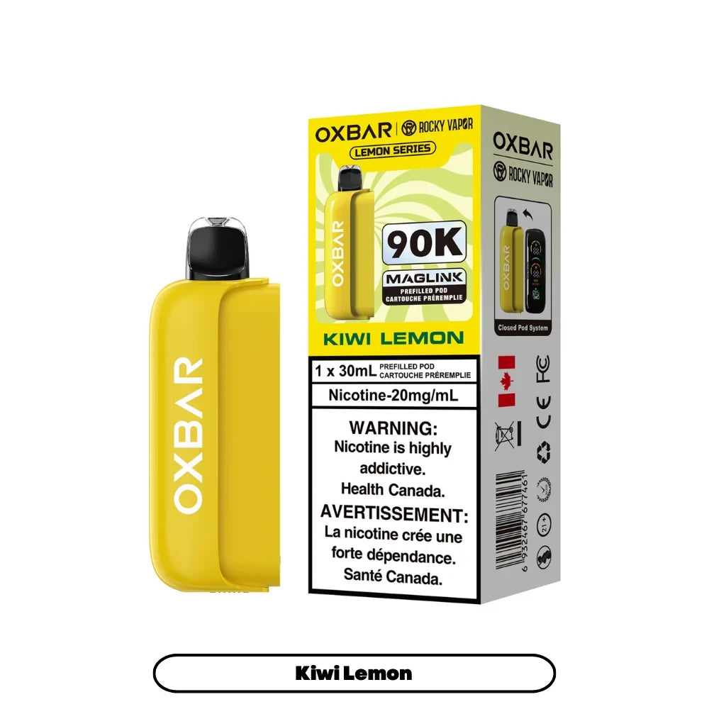 Kiwi Lemon - Rocky Vapor Oxbar Maglink- 90k {Prefilled Pods} (Without Battery)