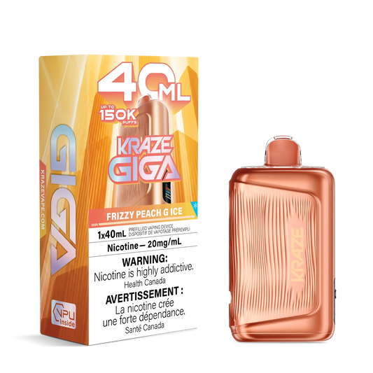  KRAZE GIGA 150K Disposable Vape – Frizzy Peach G Ice 