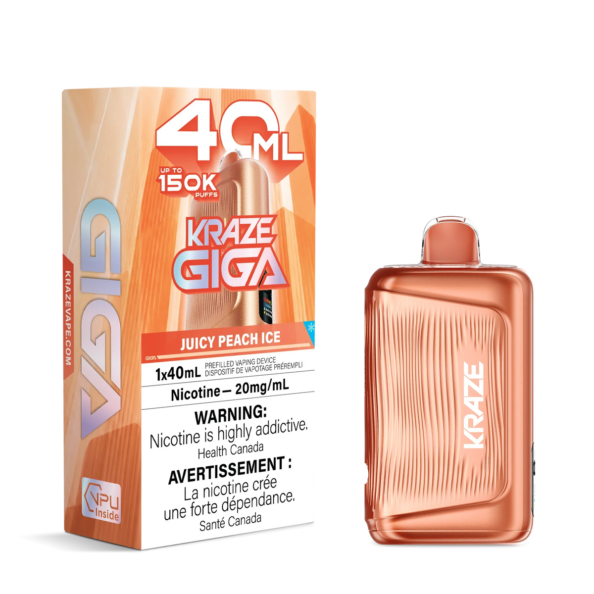 KRAZE GIGA 150K Puffs Disposable Vape - Juicy Peach Ice