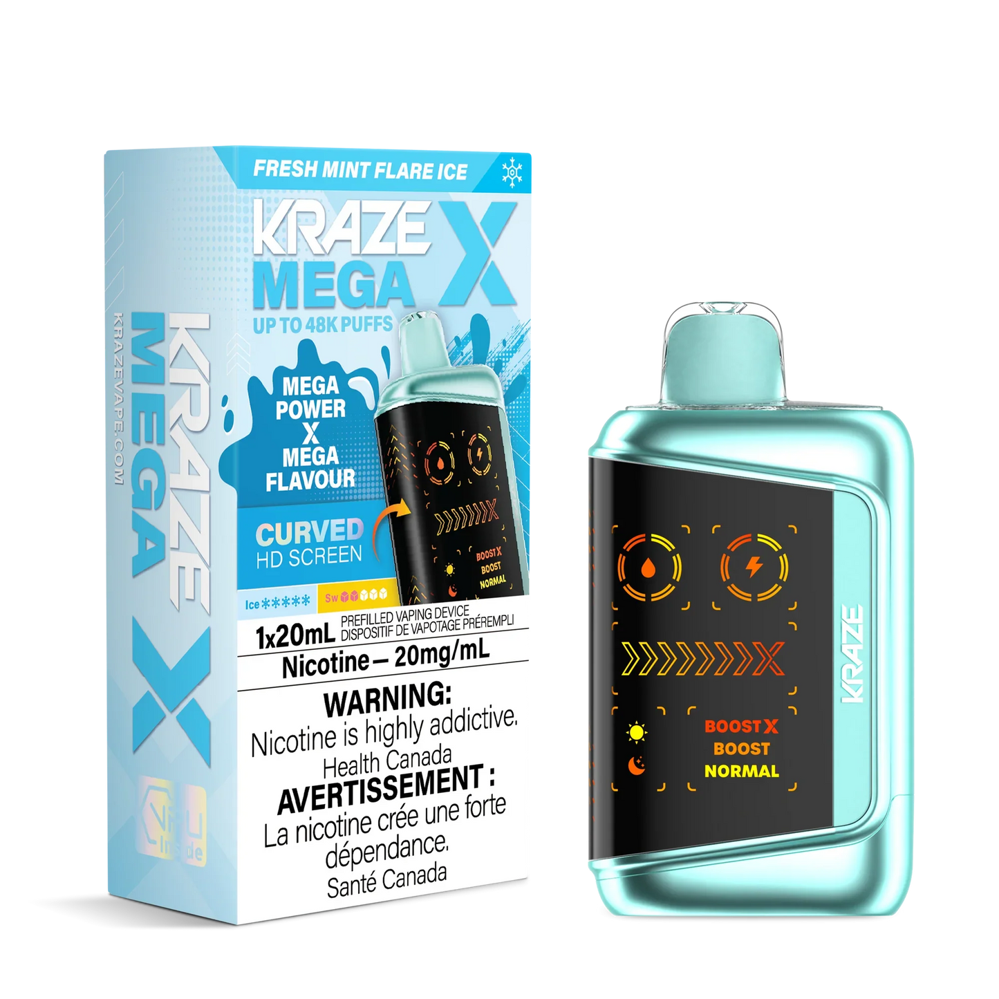 Fresh Mint Flare Ice - Kraze Mega X 48K Disposable Vape (20mL)