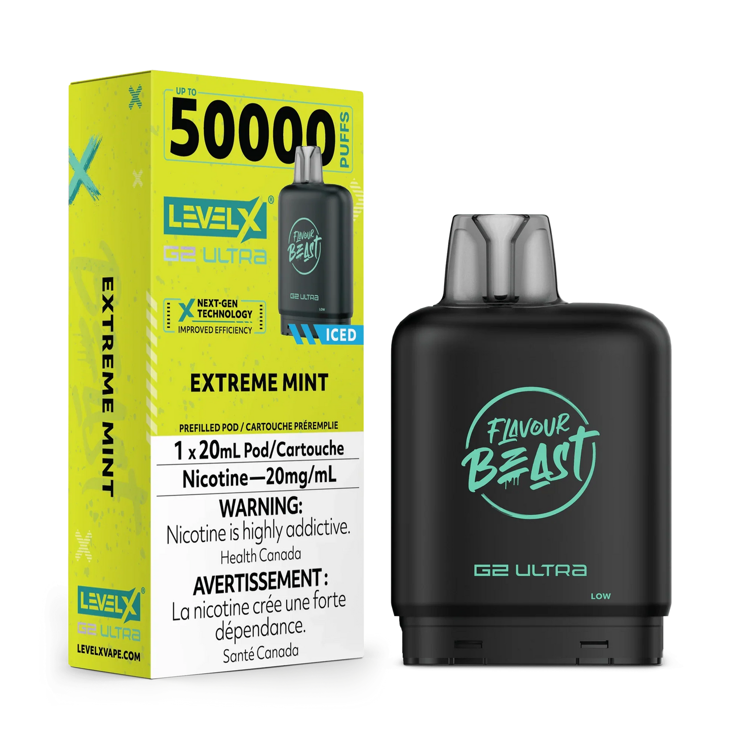 Extreme Mint Iced  - 50k Level X Flavour Beast Boost Pod 20mL - (without battery)