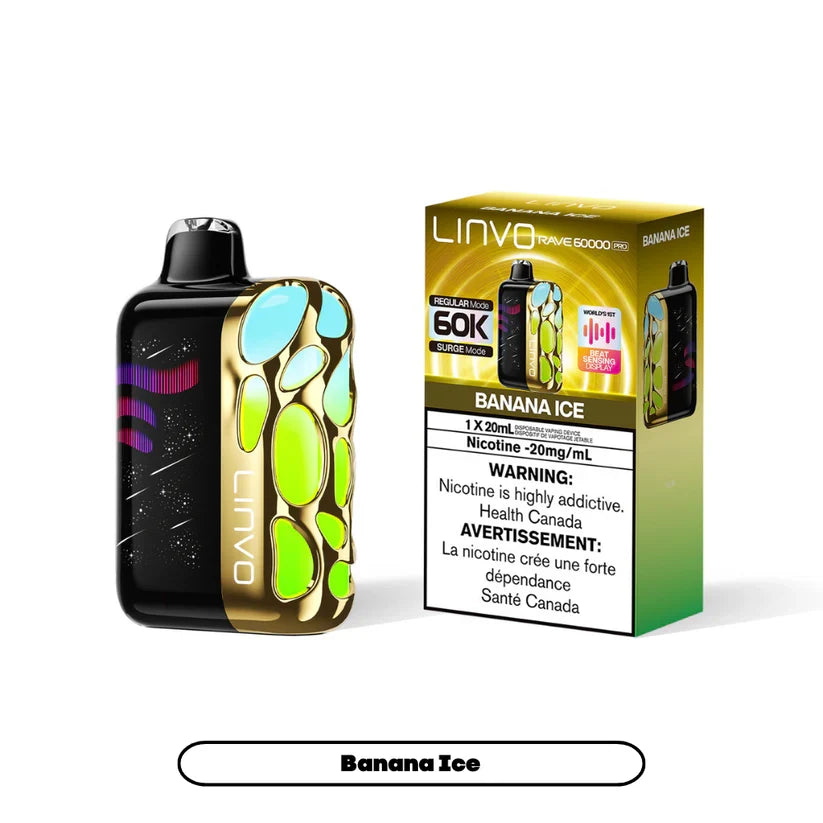 Linvo Rave 60000 Pro disposable vape - Banana Ice - Order Vape Online
