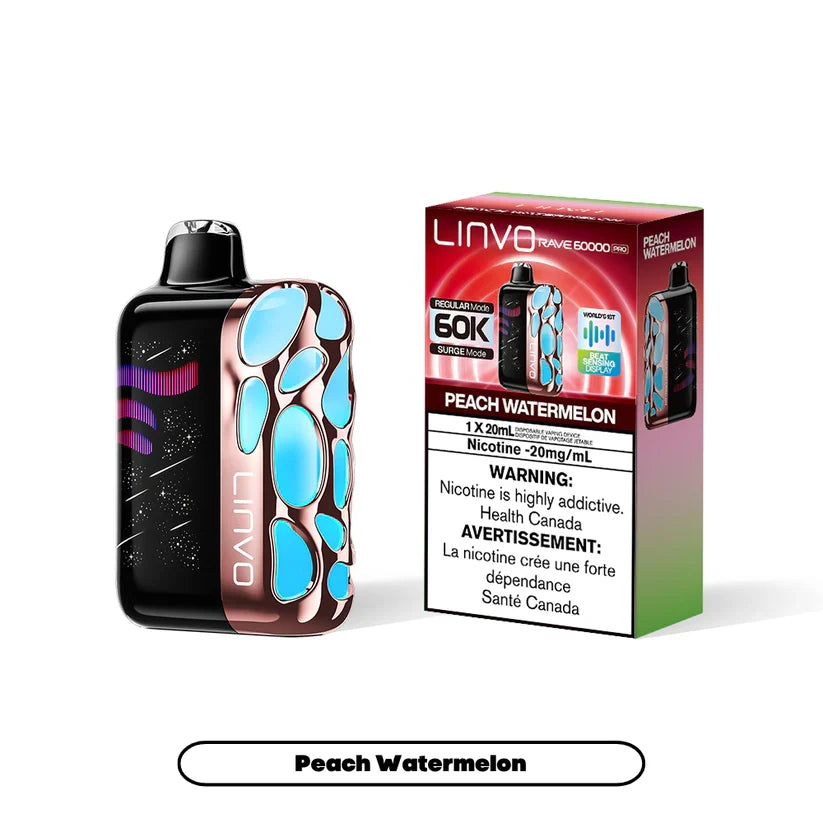 Linvo Rave 60000 Pro Disposable Vape | Peach Watermelon