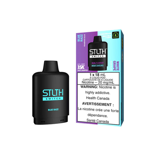 STLTH switch dual flavour 15k puffs-BLUE RAZZ AND WHITE GRAPE  (Without Battery)