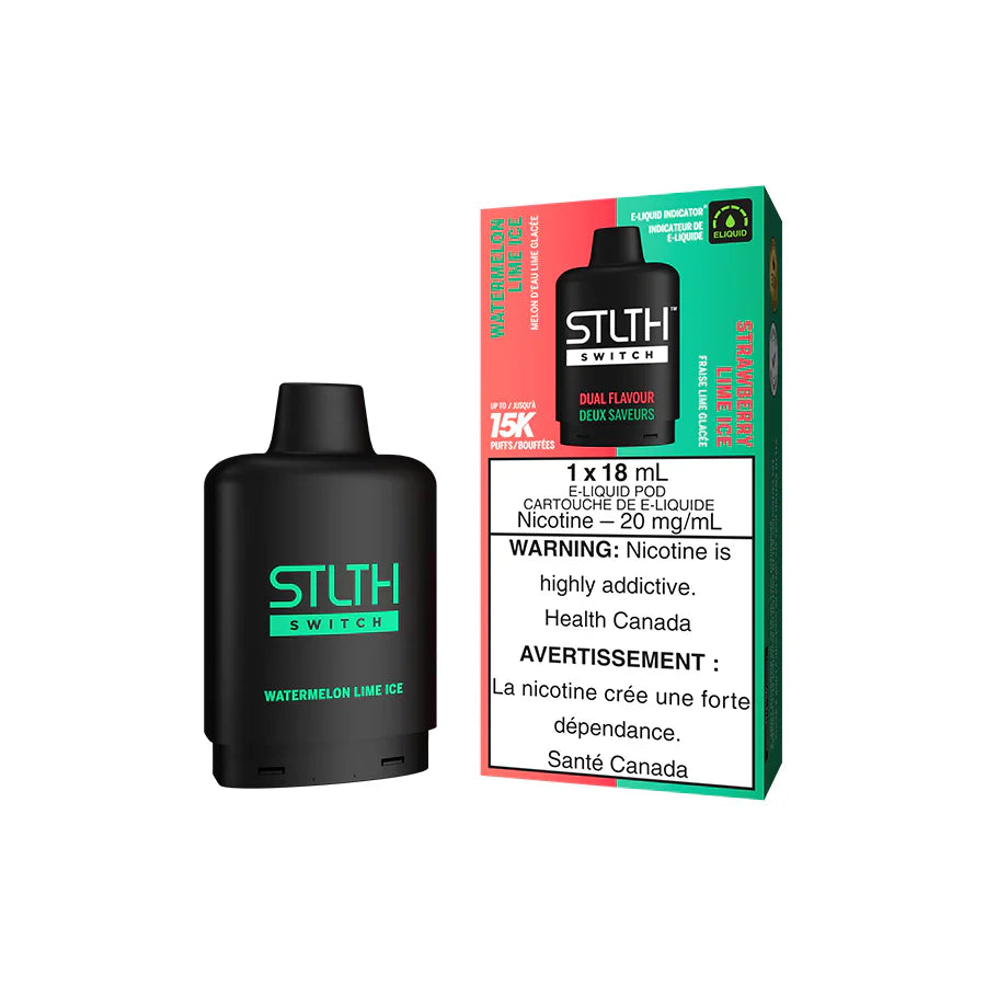 STLTH switch dual flavour 15k puffs-WATERMELON LIME ICE AND STRAWBERRY LIME ICE  (Without Battery)