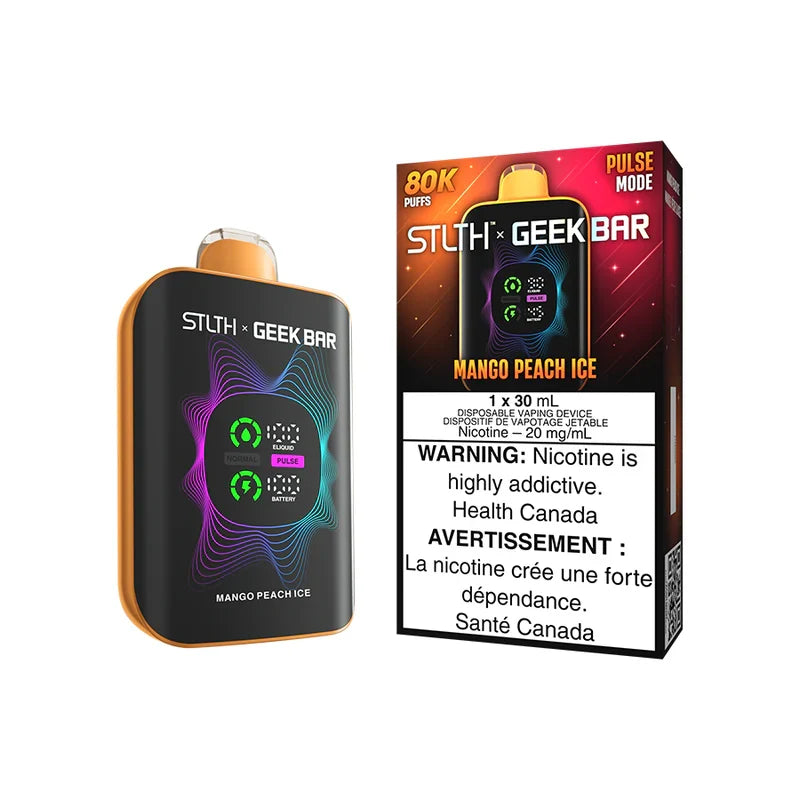 STLTH X GEEK BAR 80K Mango Peach Ice Disposable Vape.