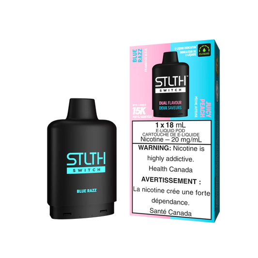 STLTH switch dual flavour 15k puffs-BLUE RAZZ AND JUICY PEACH  (Without Battery)